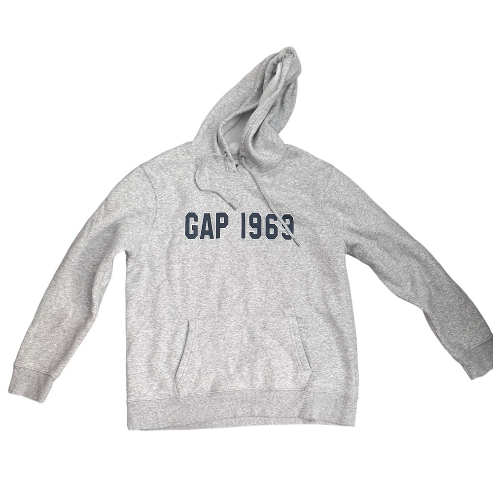 Gap Mens Gray Hoodie Sweater Drawstring GAP 1969 Pullover Size Medium"